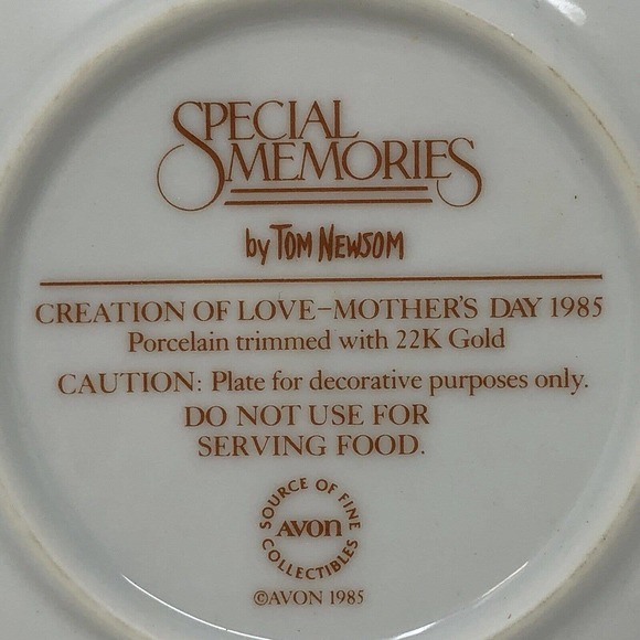 Creation of Love Plate Avon 1985 Mothers Day Tom Newsom Caucasian NOS - Picture 4 of 8